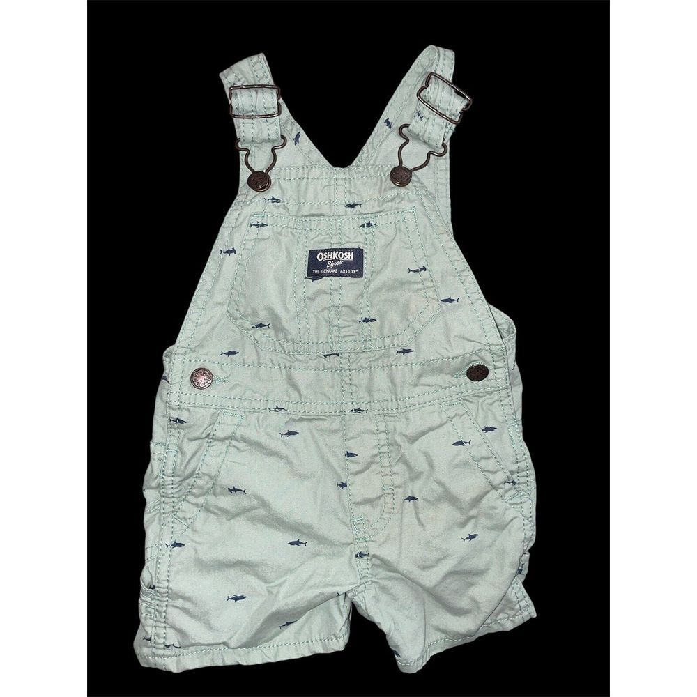 Oshkosh‎ B'gosh 12 Months Green Shark Short  Overalls